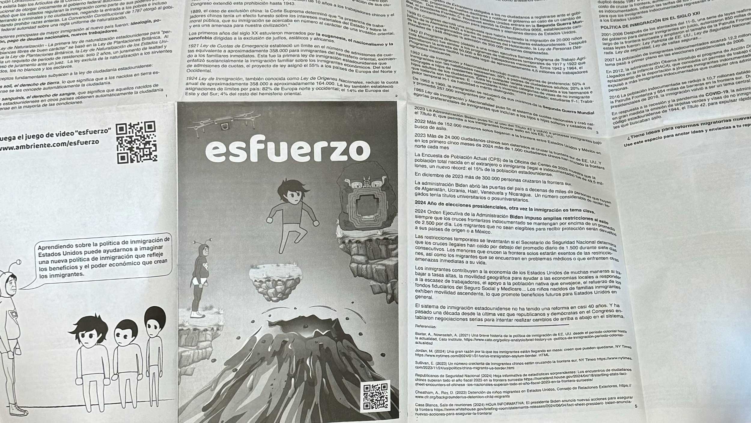 Photo of newspaper print for the U.S. immigration policy project titled esfuerzo